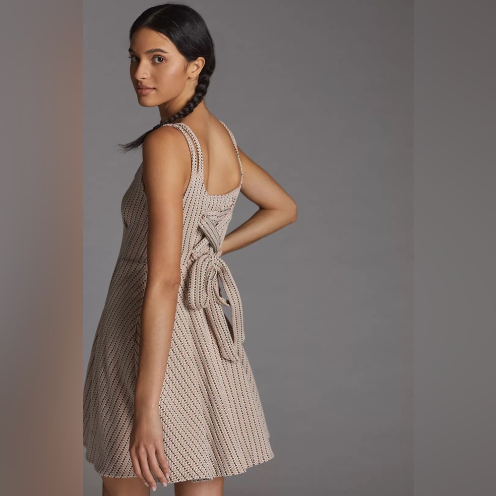 Anthropologie Maeve Jacquard Mini Dress with tie detail - Picture 4 of 16